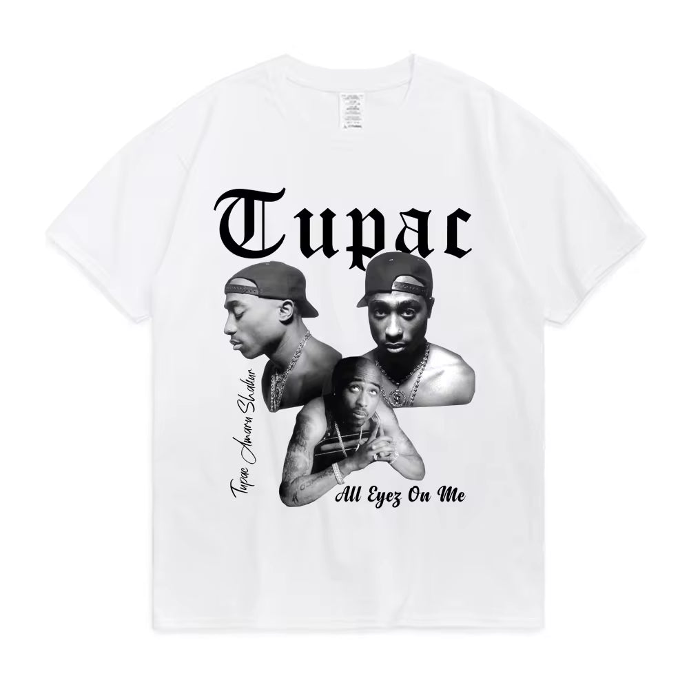 Rapper Tupac 2Pac Graphic T Shirt Fashion High Quality Short Sleeves T-Shirts Oversized Hip Hop Streetwear Men'S Cotton T-Shirt