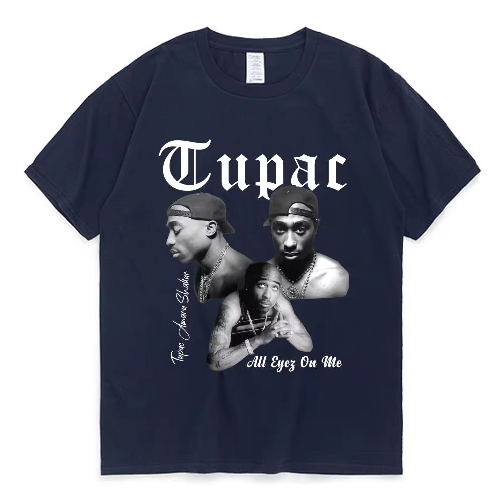 Rapper Tupac 2Pac Graphic T Shirt Fashion High Quality Short Sleeves T-Shirts Oversized Hip Hop Streetwear Men'S Cotton T-Shirt