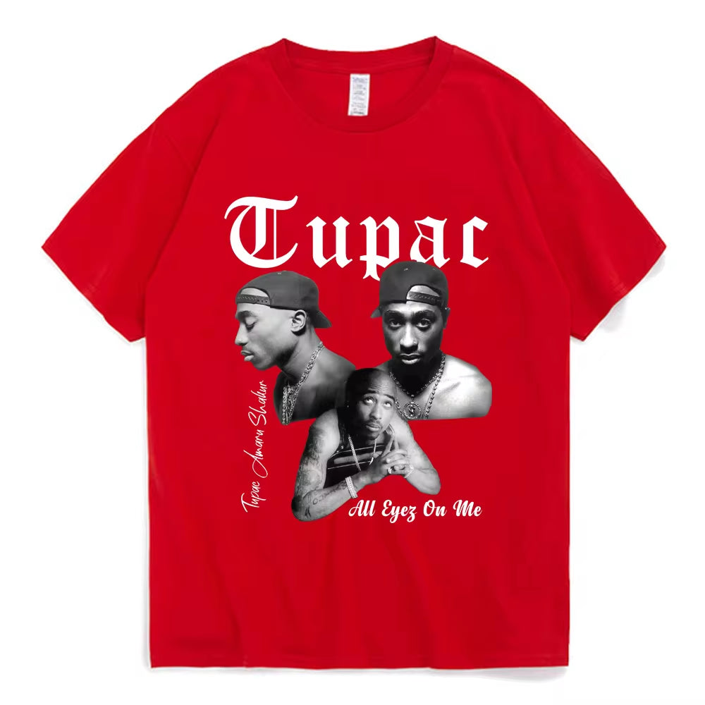 Rapper Tupac 2Pac Graphic T Shirt Fashion High Quality Short Sleeves T-Shirts Oversized Hip Hop Streetwear Men'S Cotton T-Shirt