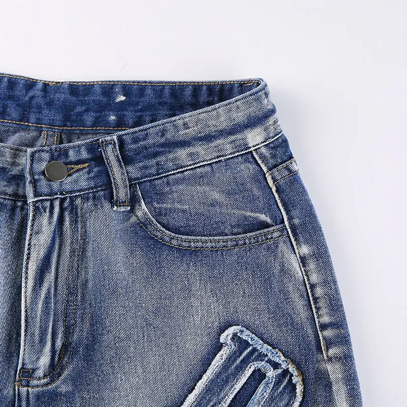 Alphabet Patch Denim Jeans