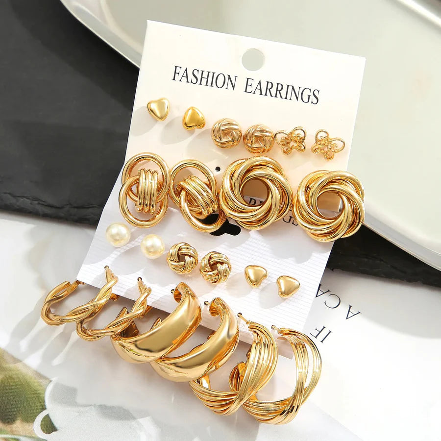 Elegant Zinc Alloy Pearlescent Geo Earrings