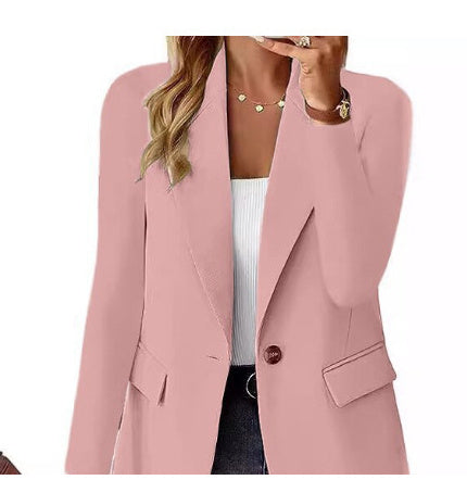 Polyester Autumn Long Sleeve Solid Color Cardigan Small Suit Jacket