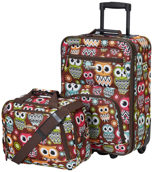 Rockland Owl Patterned 2-Piece Softside Luggage Set