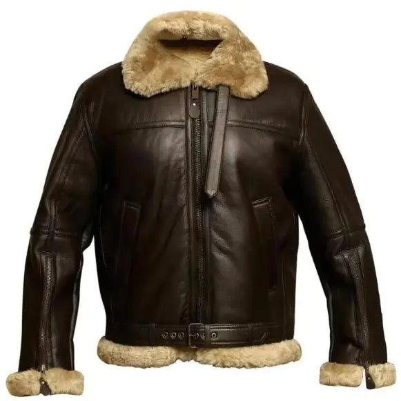 Men's Fur-Collar Leather Winter Jacket