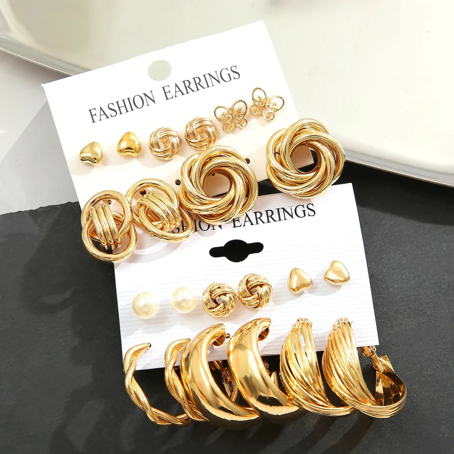 Elegant Zinc Alloy Pearlescent Geo Earrings