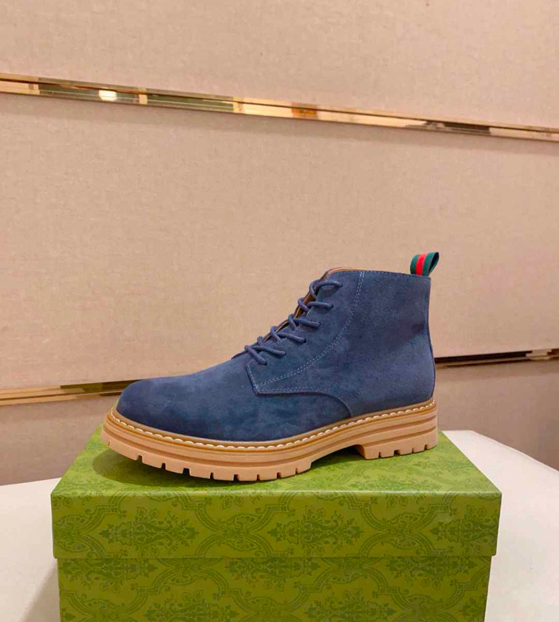 Gucci Blue Suede Ankle Boot