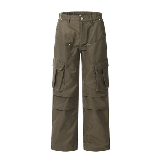 Pleated Knee Paratrooper Workwear Casual Trousers Men