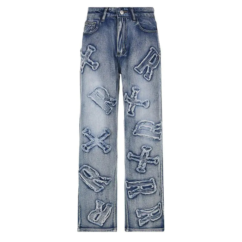 Alphabet Patch Denim Jeans